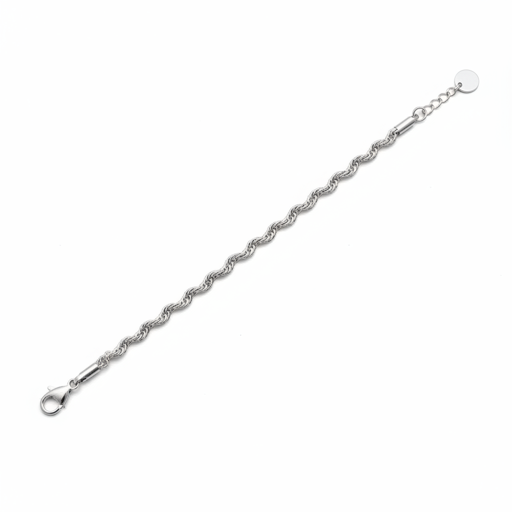 Bracciale rope chain argento - sfondo bianco