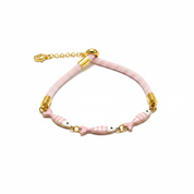 Bracciale rosa 3 pesciolini oro