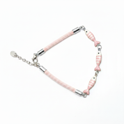 Bracciale rosa tutto argento
