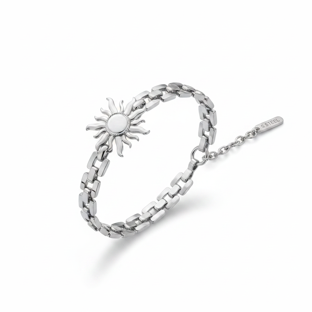 Bracciale sole argento - chiusura con targhetta