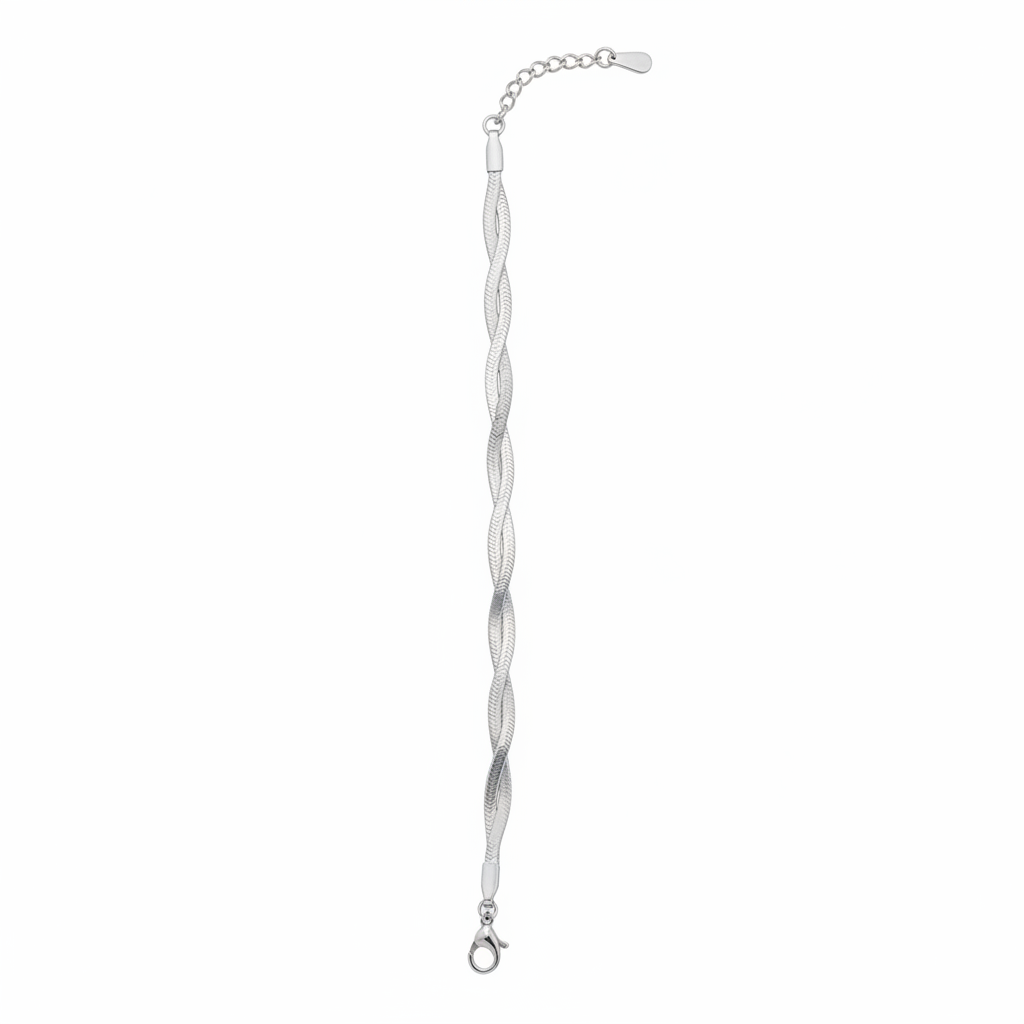 Bracciale spiga intrecciata argento - sfondo bianco