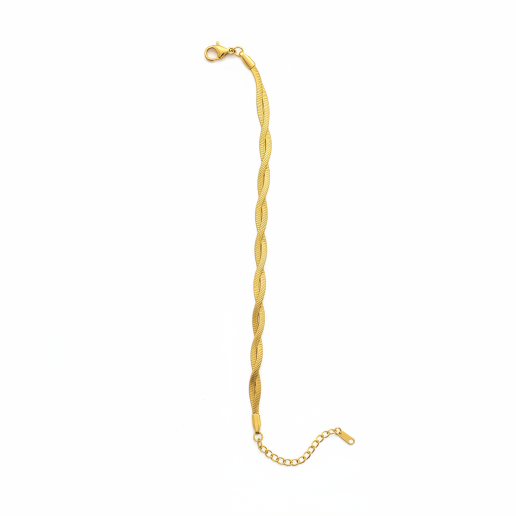 Bracciale spiga intrecciata oro - sfondo bianco