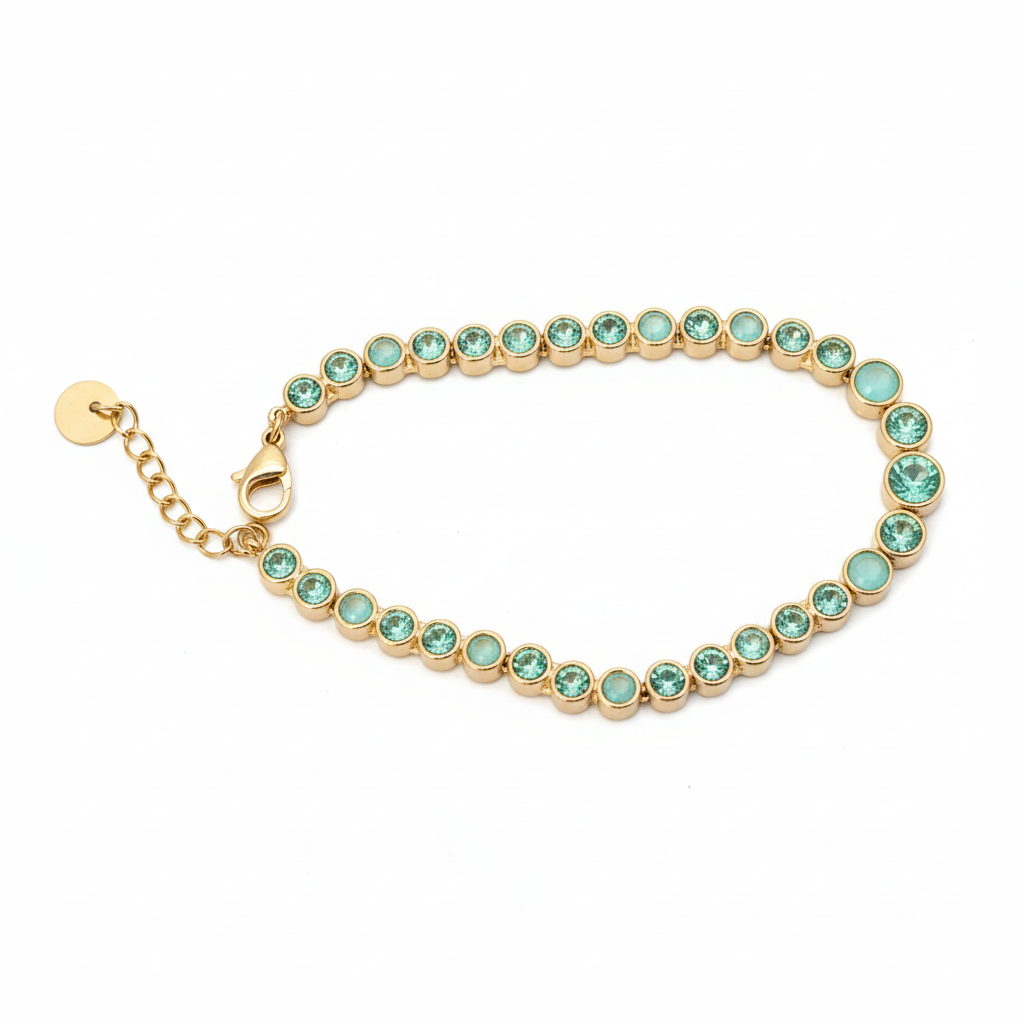Bracciale tennis acquamarina — montatura argento