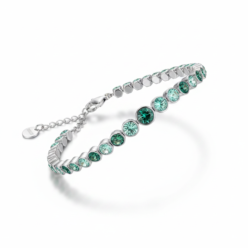 Bracciale tennis argento acquamarina - 1:1