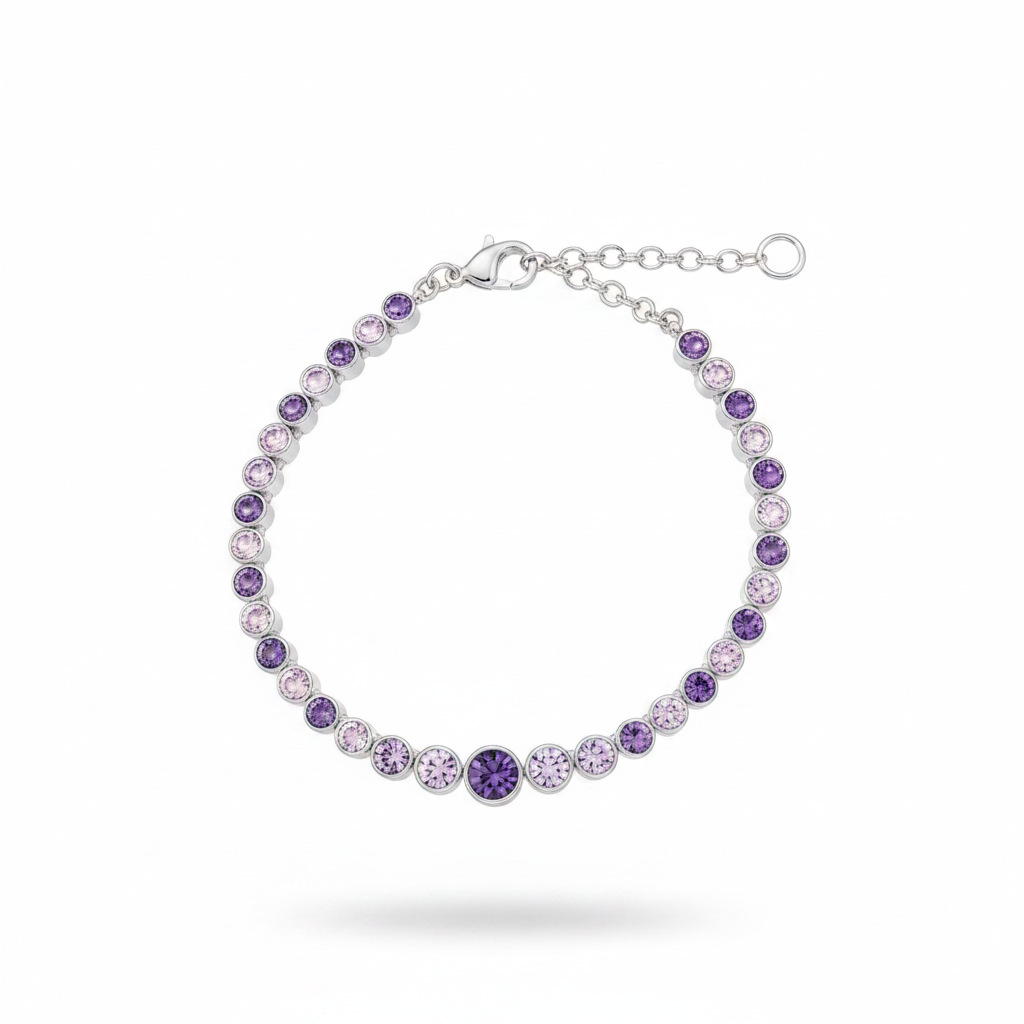 Bracciale tennis argento cristalli viola - 1:1