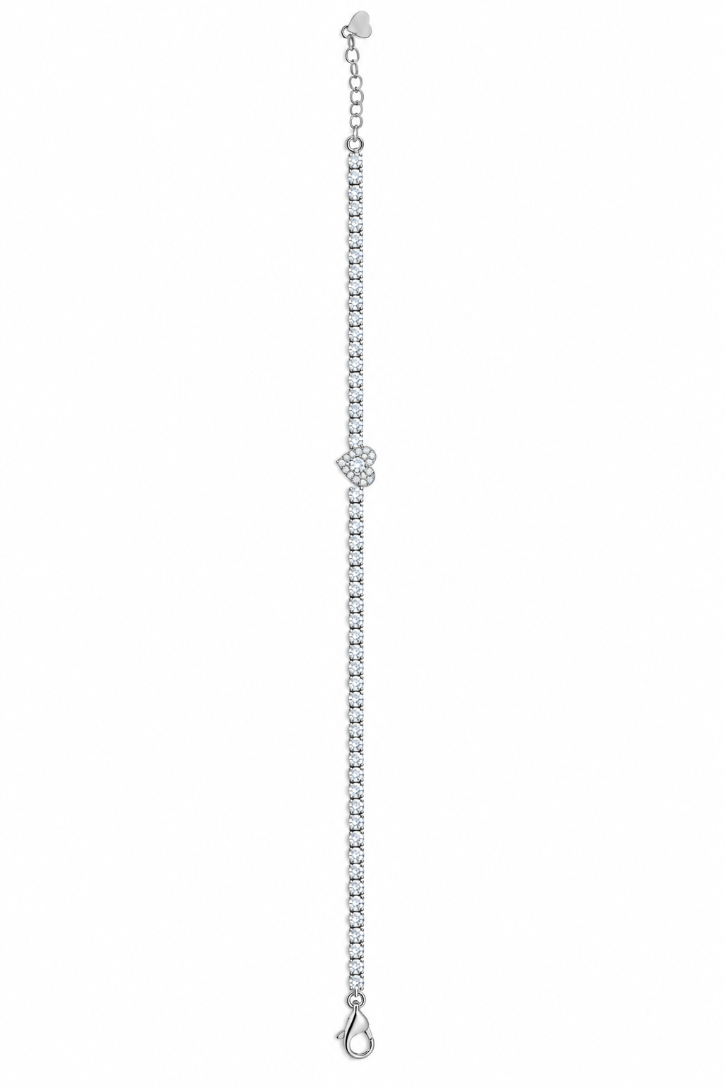 Bracciale Tennis Cuore Orizzontale Argento