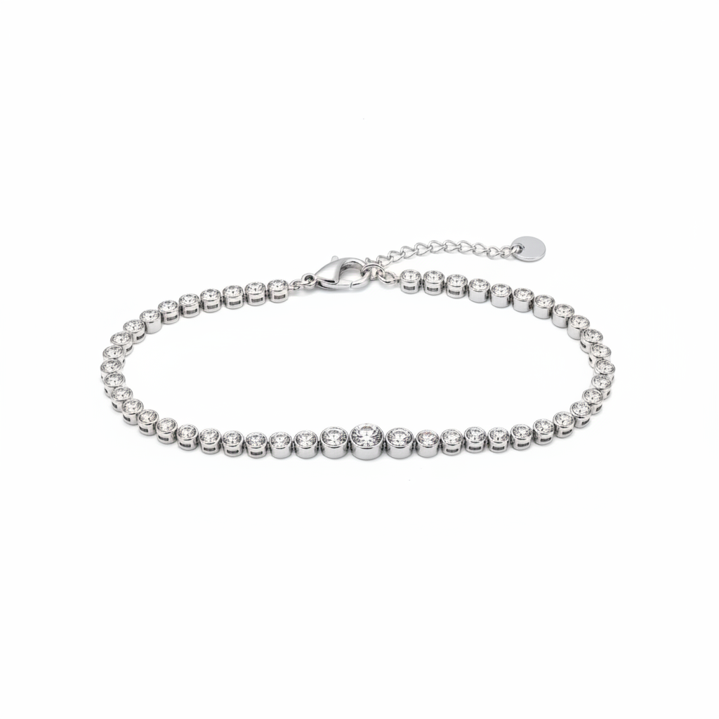 Bracciale tennis graduato - argento