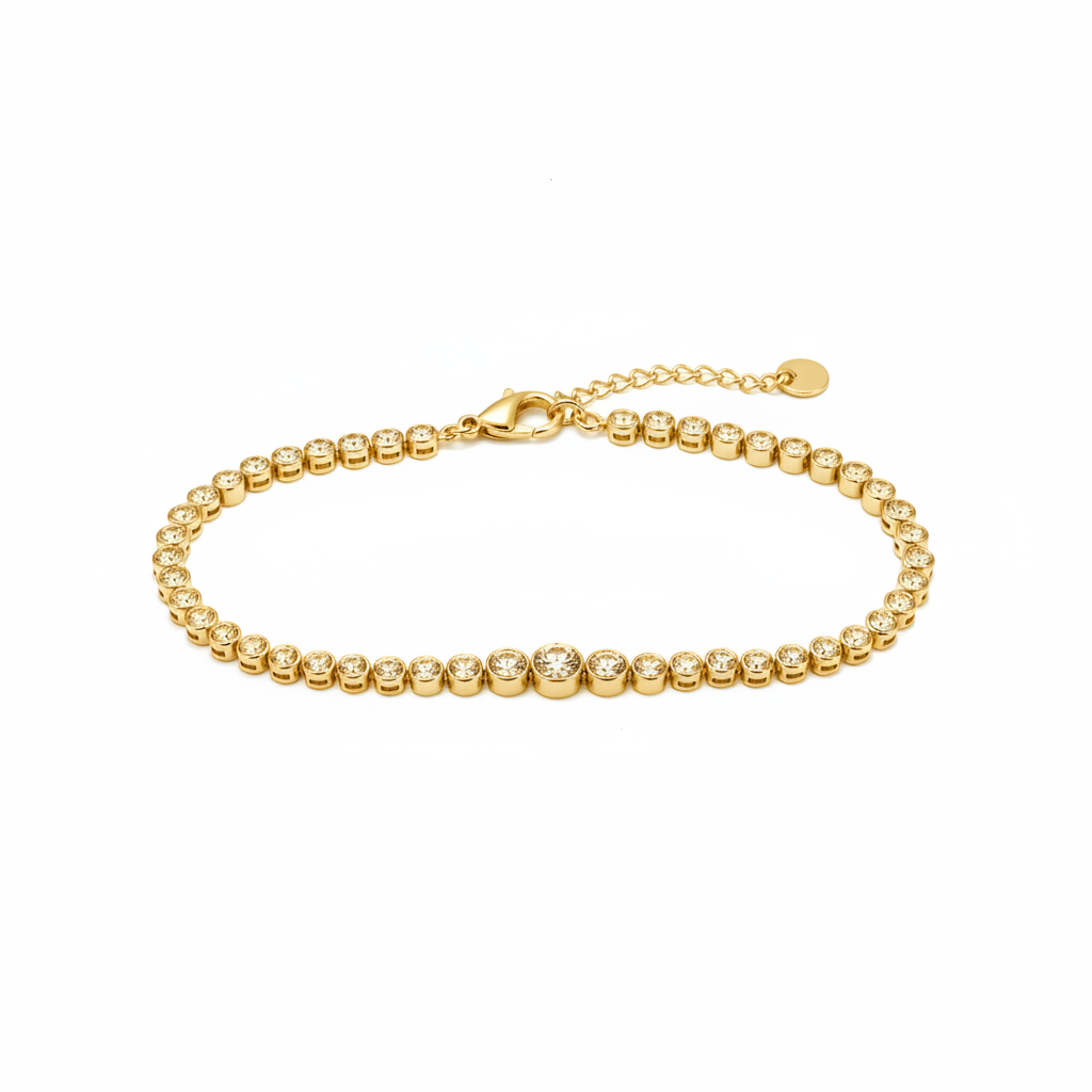 Bracciale tennis graduato - oro v2