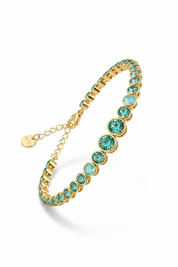 Bracciale tennis oro acquamarina - 2:3