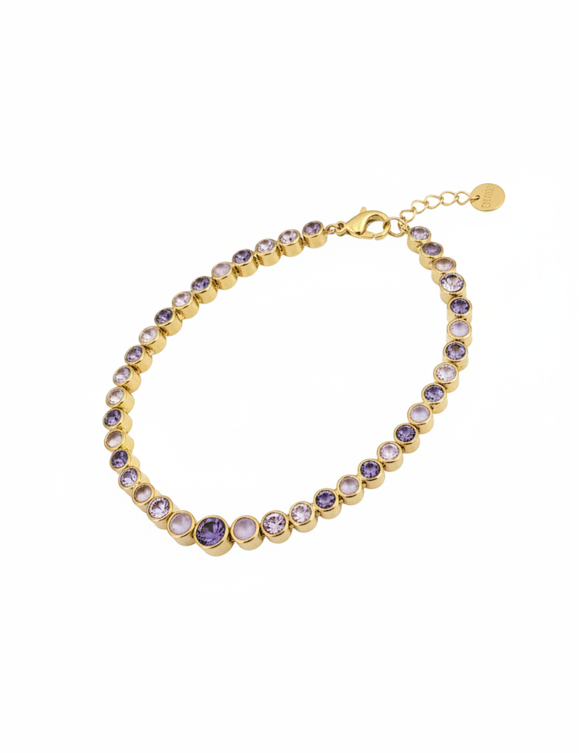 Bracciale tennis oro cristalli viola - 2:3
