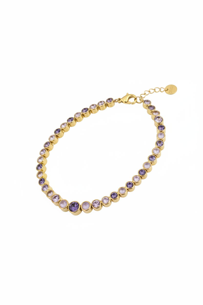 Bracciale tennis oro cristalli viola - 2:3