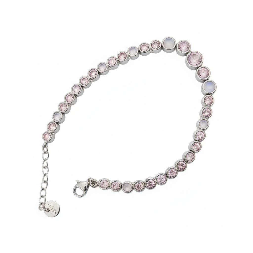 Bracciale tennis pietre alternate — sfondo bianco