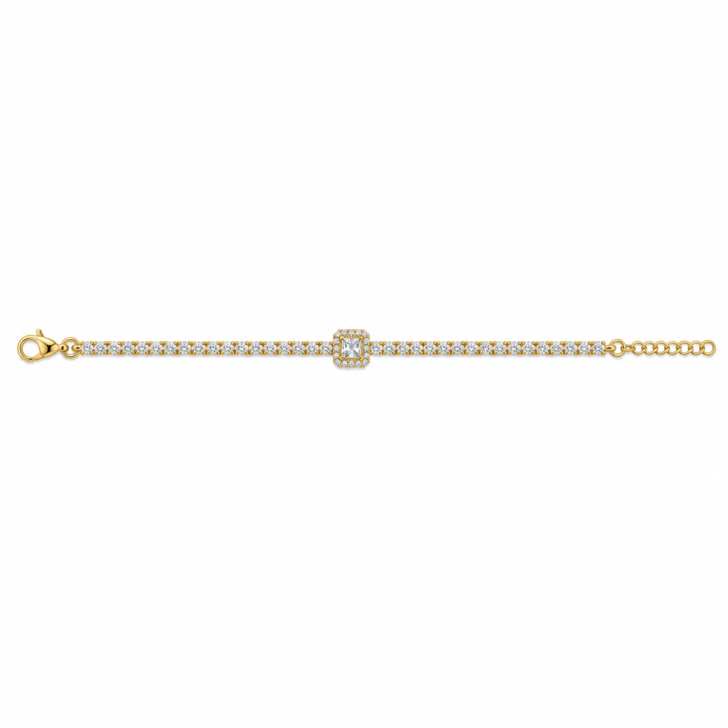 Bracciale Tennis Quadrato Halo Oro - Quadrato