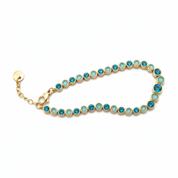 Bracciale tennis teal alternato — montatura oro