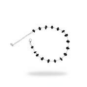 Cavigliera catena argento con pietre nere