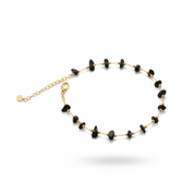 Cavigliera catena oro con pietre nere