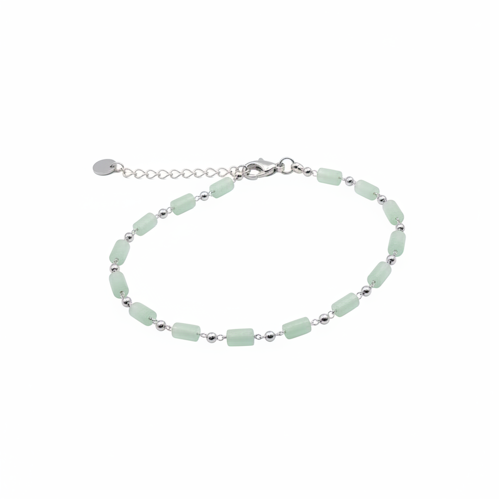 Cavigliera verde acqua argento sfondo bianco