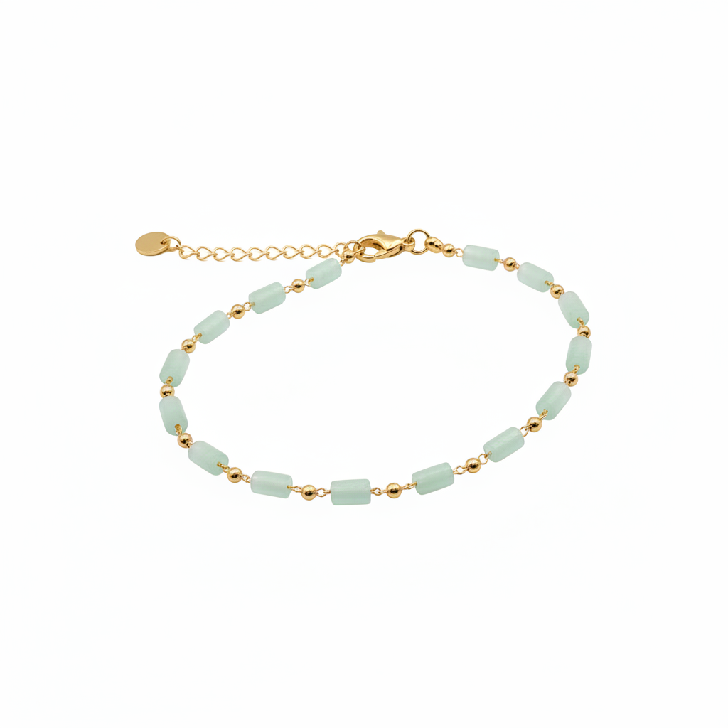 Cavigliera verde acqua oro sfondo bianco
