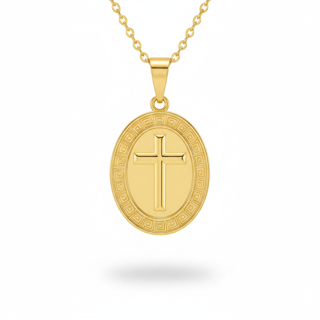Ciondolo croce oro - close up