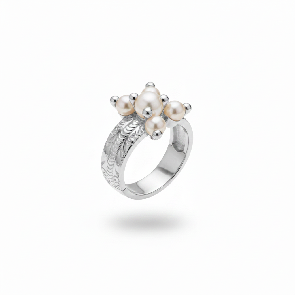 Cluster perle argento