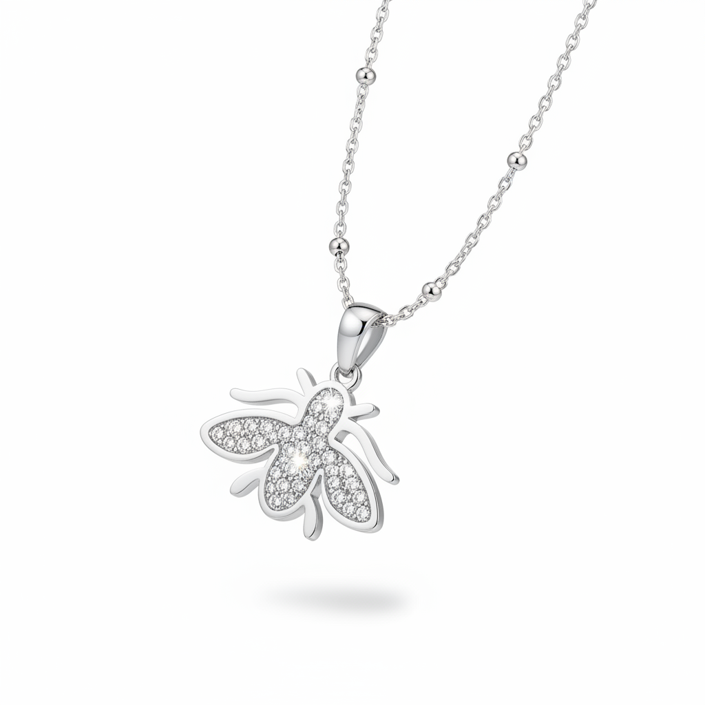 Collana ape argento catena pallini - iper-realistica artistica