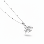 Collana ape argento catena pallini - iper-realistica diagonale
