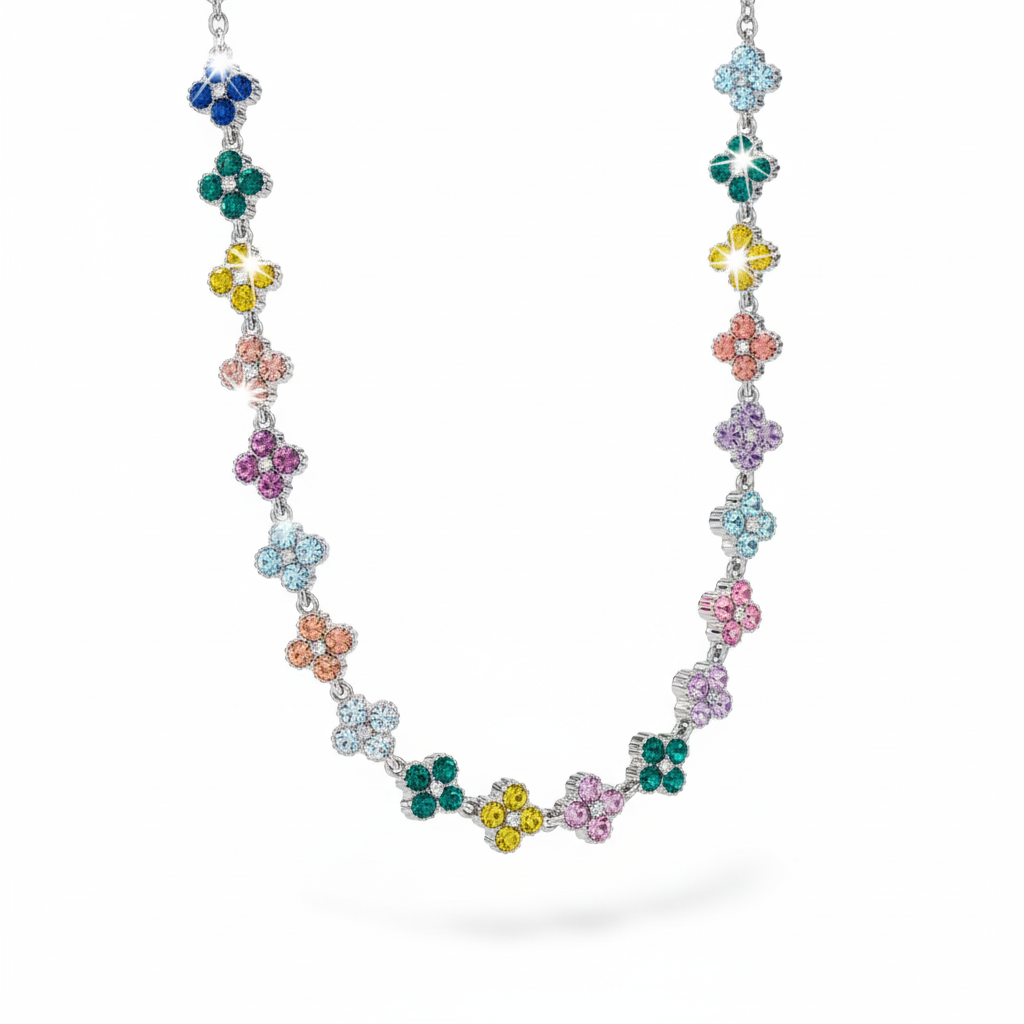 Collana arcobaleno argento - floating