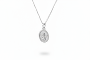Collana argento con medaglione angelo - vista laterale