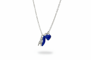 Collana argento cornetto e cuore blu - vista laterale