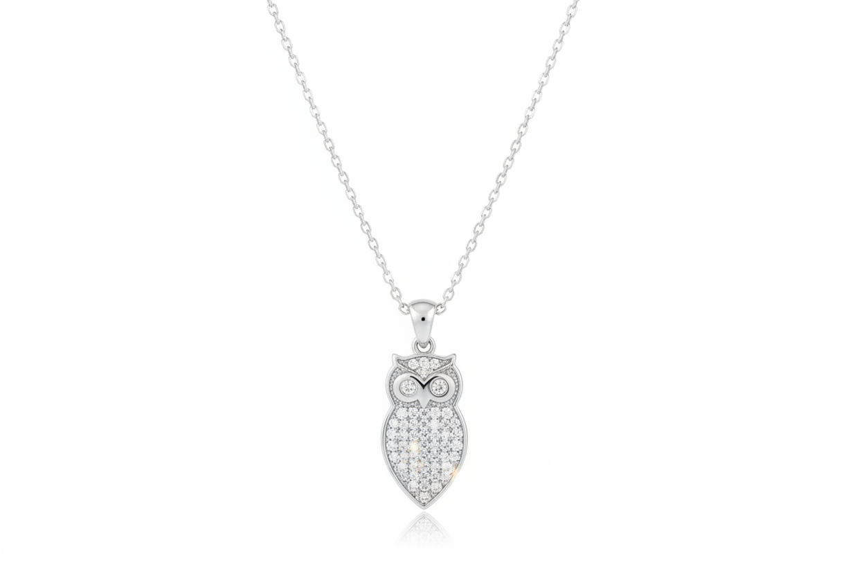 Collana argento gufo - vista frontale