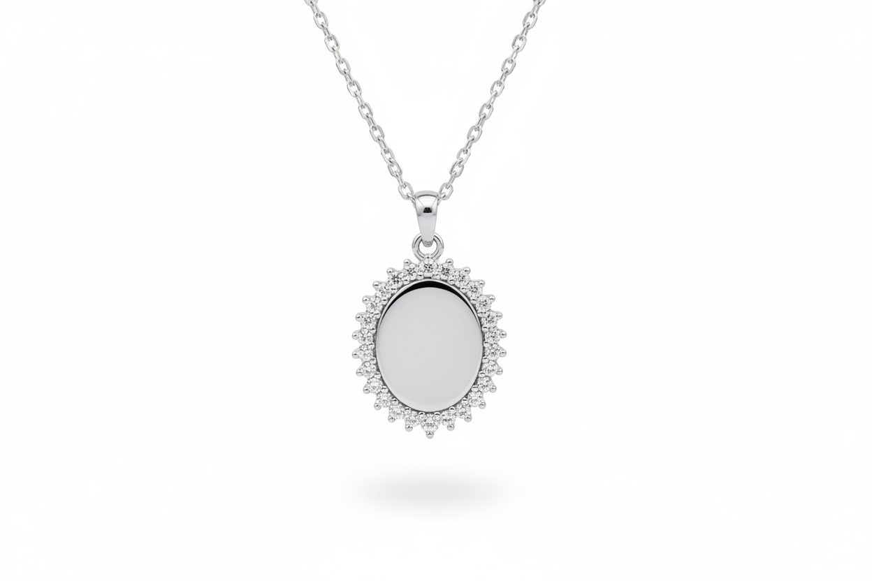 Collana charm argento piatto - vista frontale