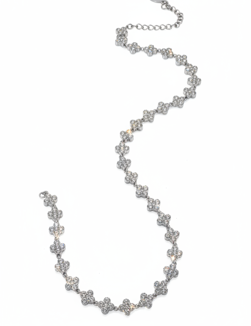 Collana cristalli argento - floating 2:3