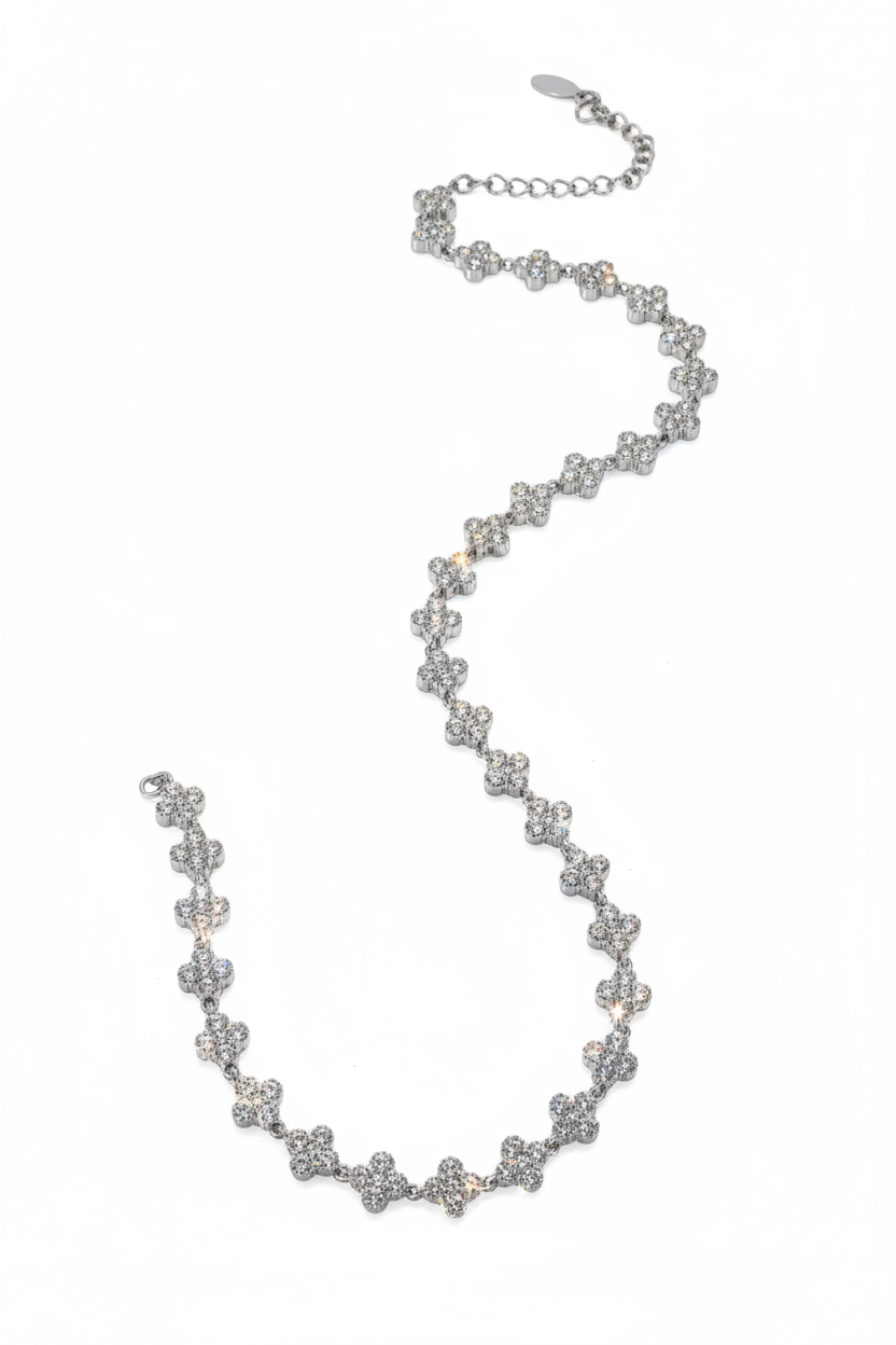 Collana cristalli argento - floating 2:3