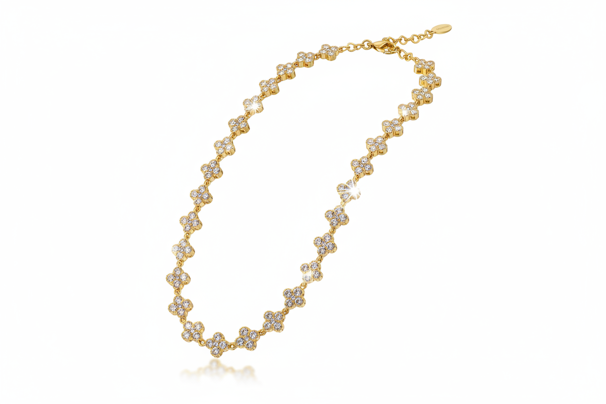 Collana cristalli oro - floating 3:2