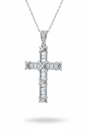 Collana croce baguette argento