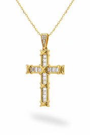 Collana croce baguette oro