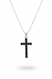 Collana croce nera argento