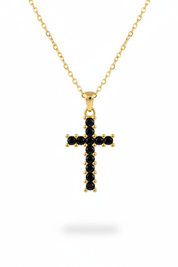 Collana croce nera oro