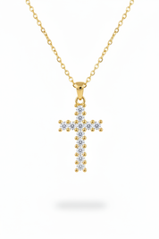 Collana croce oro zirconi bianchi