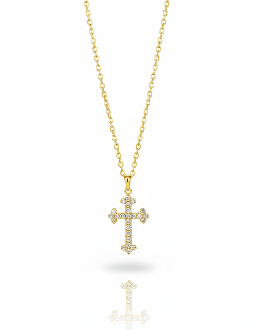 Collana Croce Pavé Oro - Frontale