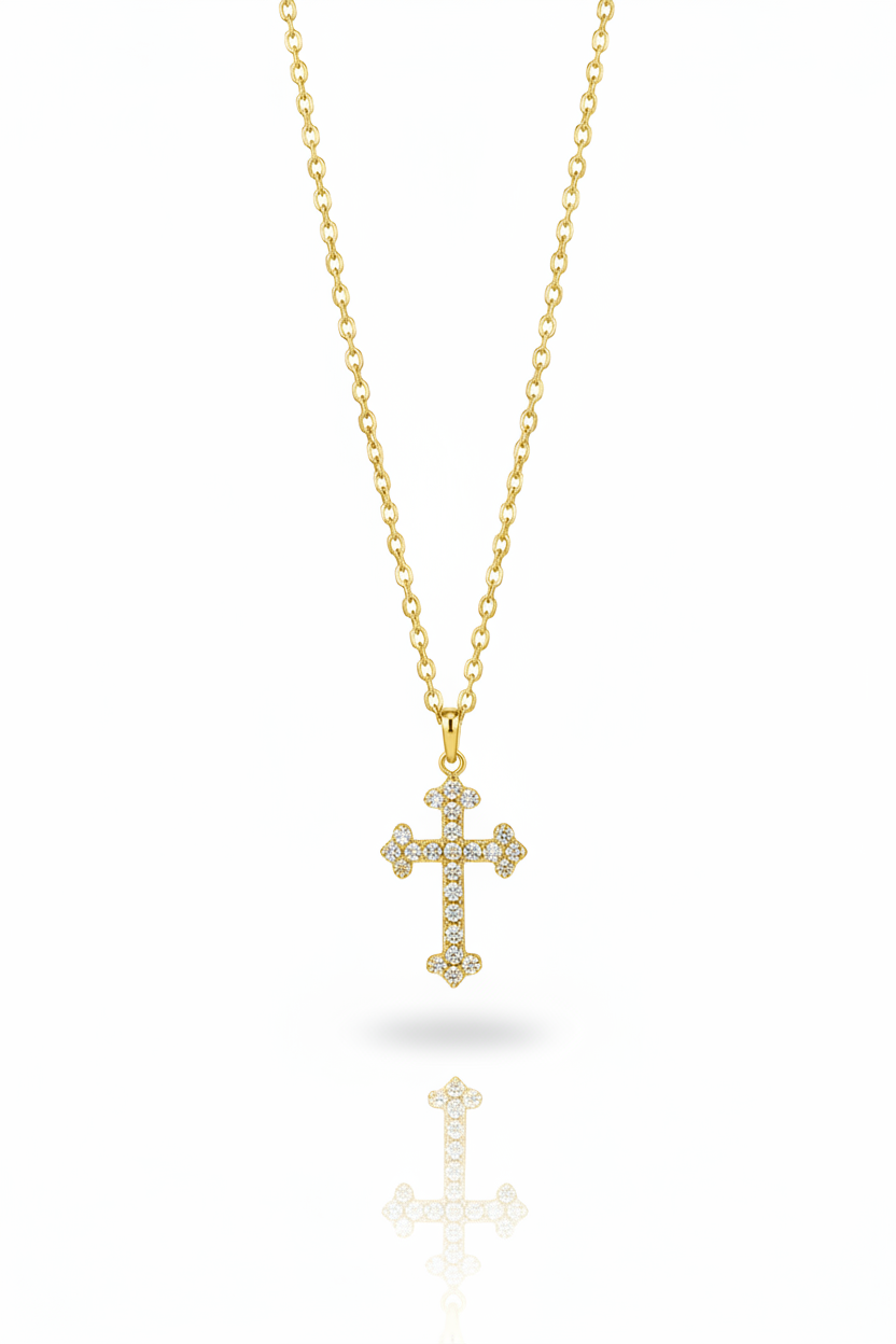 Collana Croce Pavé Oro - Frontale
