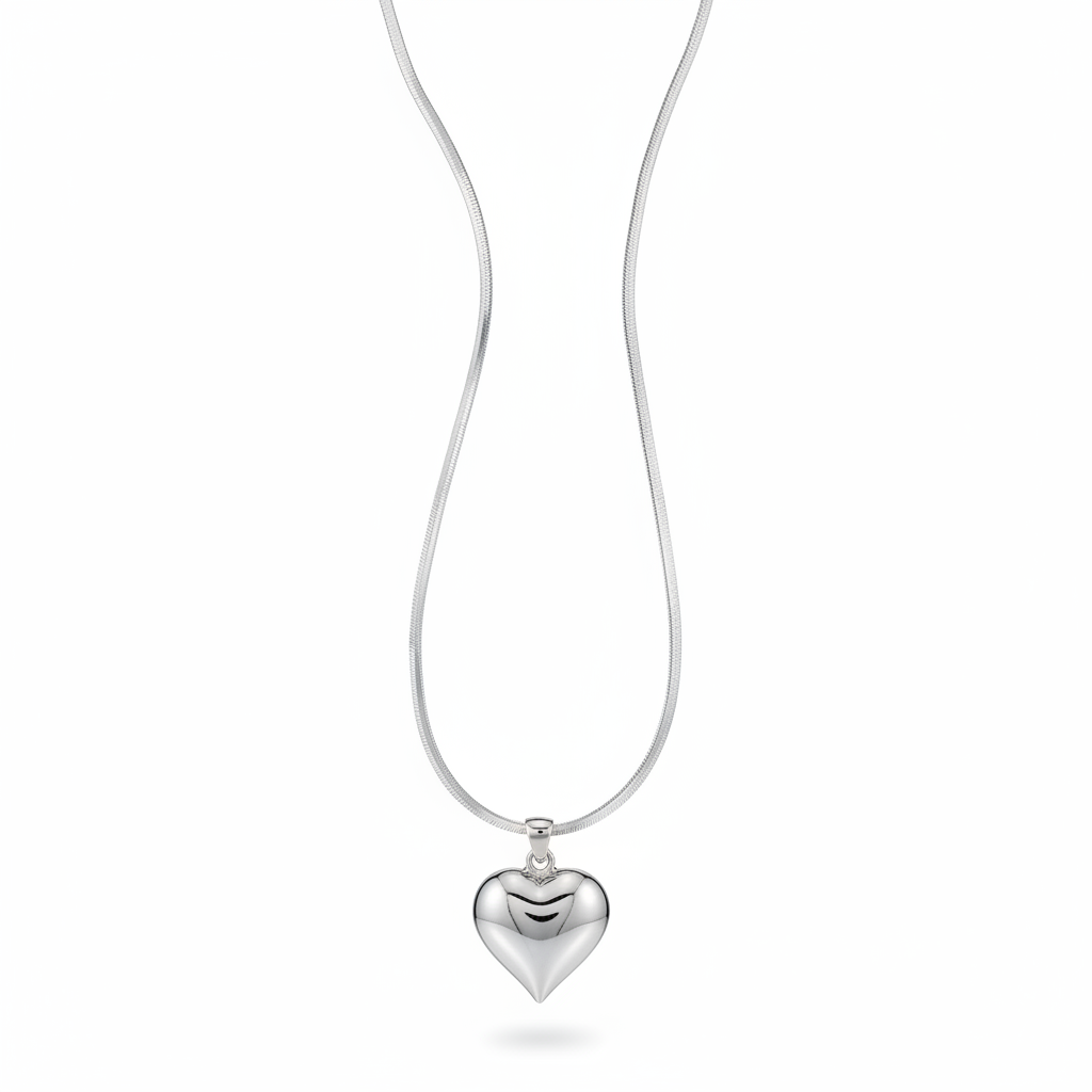 Collana cuore argento - ultra realistica verticale