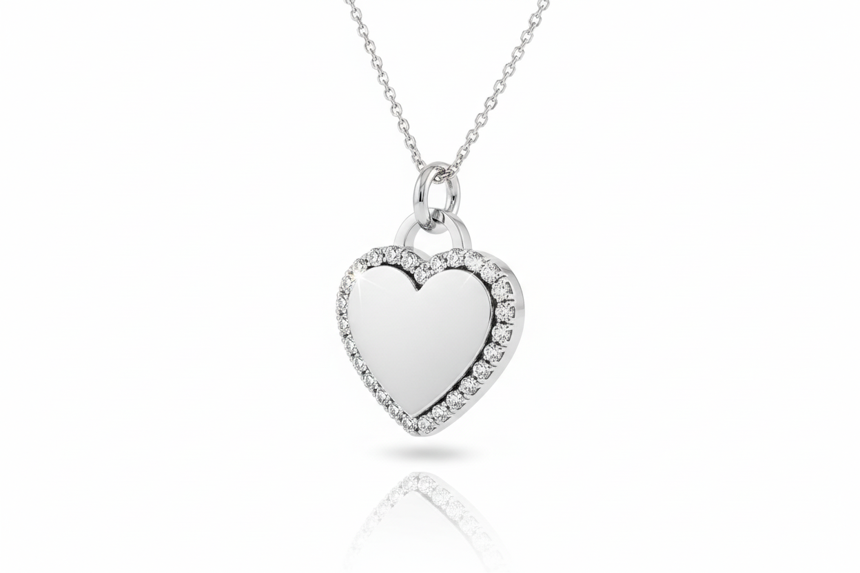 Collana cuore argento - vista tre quarti