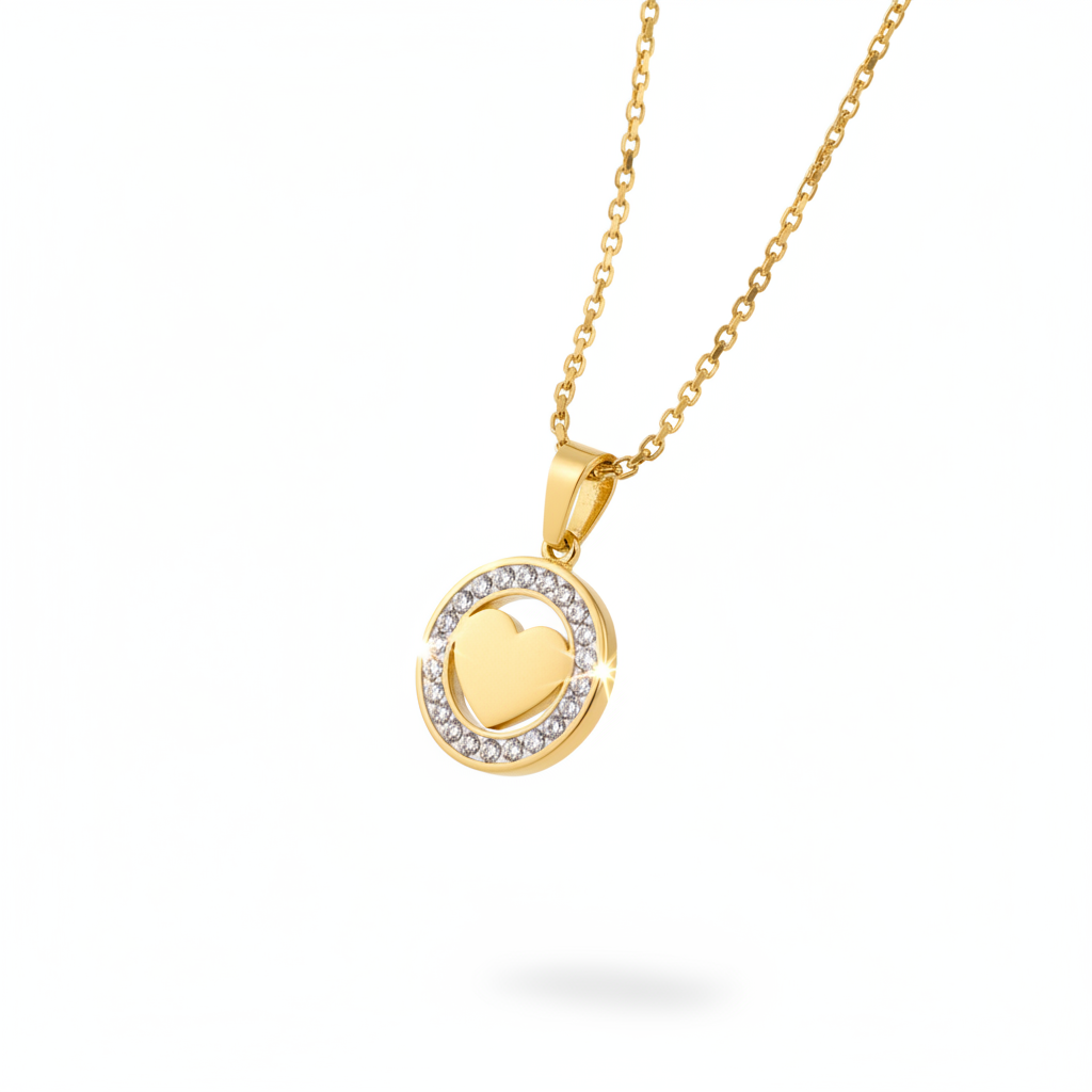 Collana cuore cristalli oro - iper-realistica diagonale