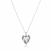 Collana cuore fiamme argento - frontale