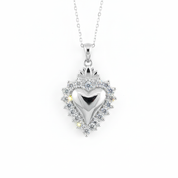 Collana cuore sacro argento - frontale
