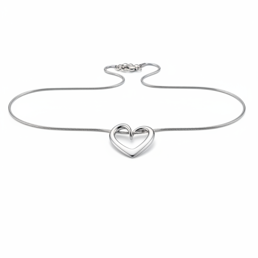 Collana cuore spirale argento - frontale