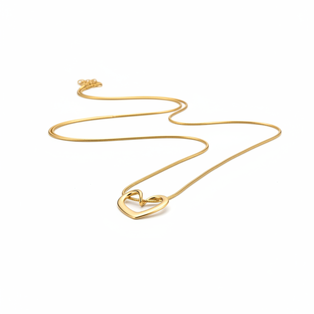 Collana cuore spirale oro - angolazione
