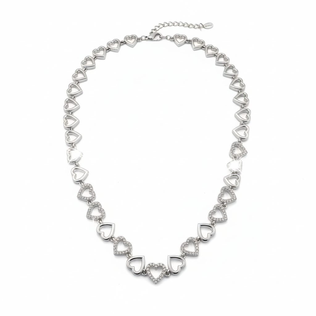 Collana cuori aperti argento