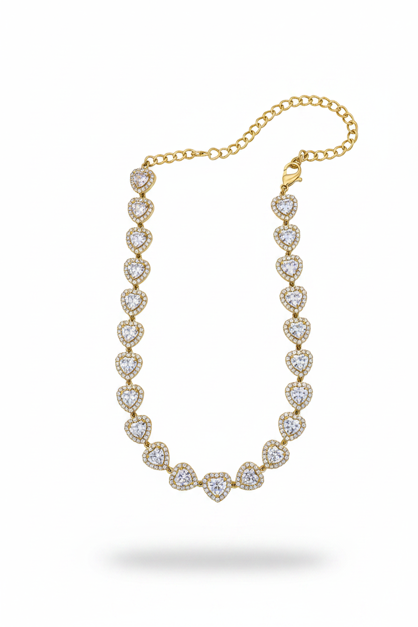 Collana Cuori Bianchi Oro